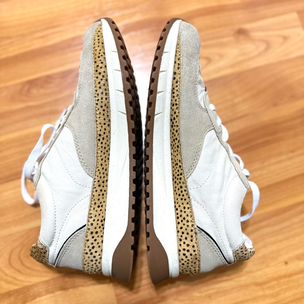 MWL Madewell Kickoff Trainer Leather Suede Cream & Tan Sneakers Clean Sanitized - Picture 8 of 10